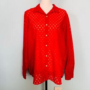 NWT GAP Red Polka Dot Fitted Boyfriend Button Down Size XL
